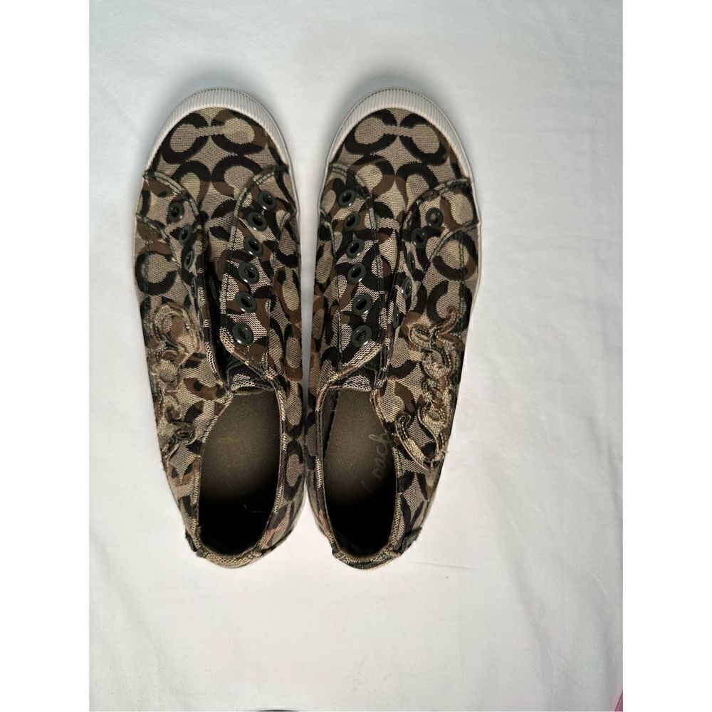 COACH Keeley signature camo low top women’s canvas slip on shoe sz 6.5B #229 - Picture 6 of 9